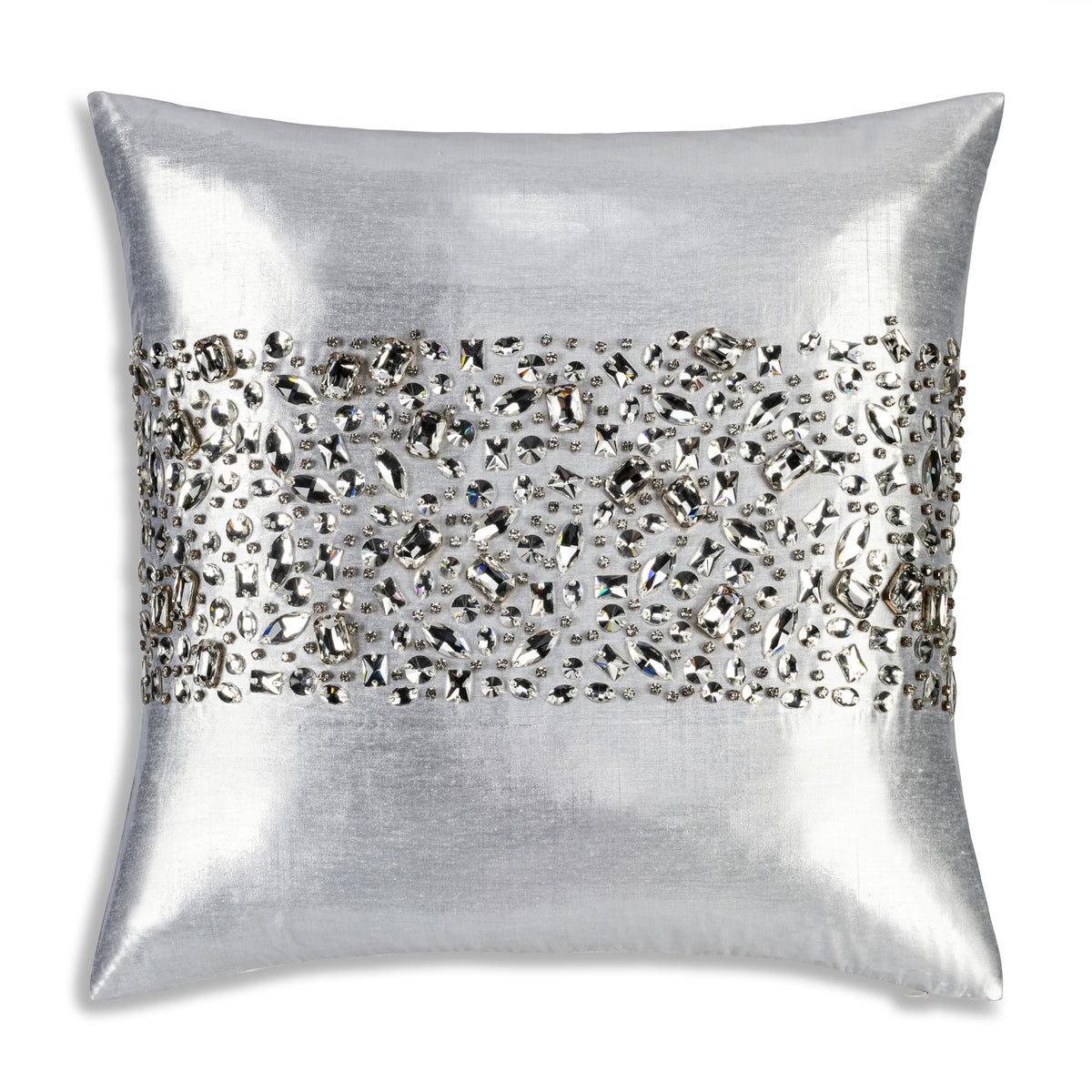 Lucy Bedazzled Crystal Silver Pillow – cloud9design display picture 3