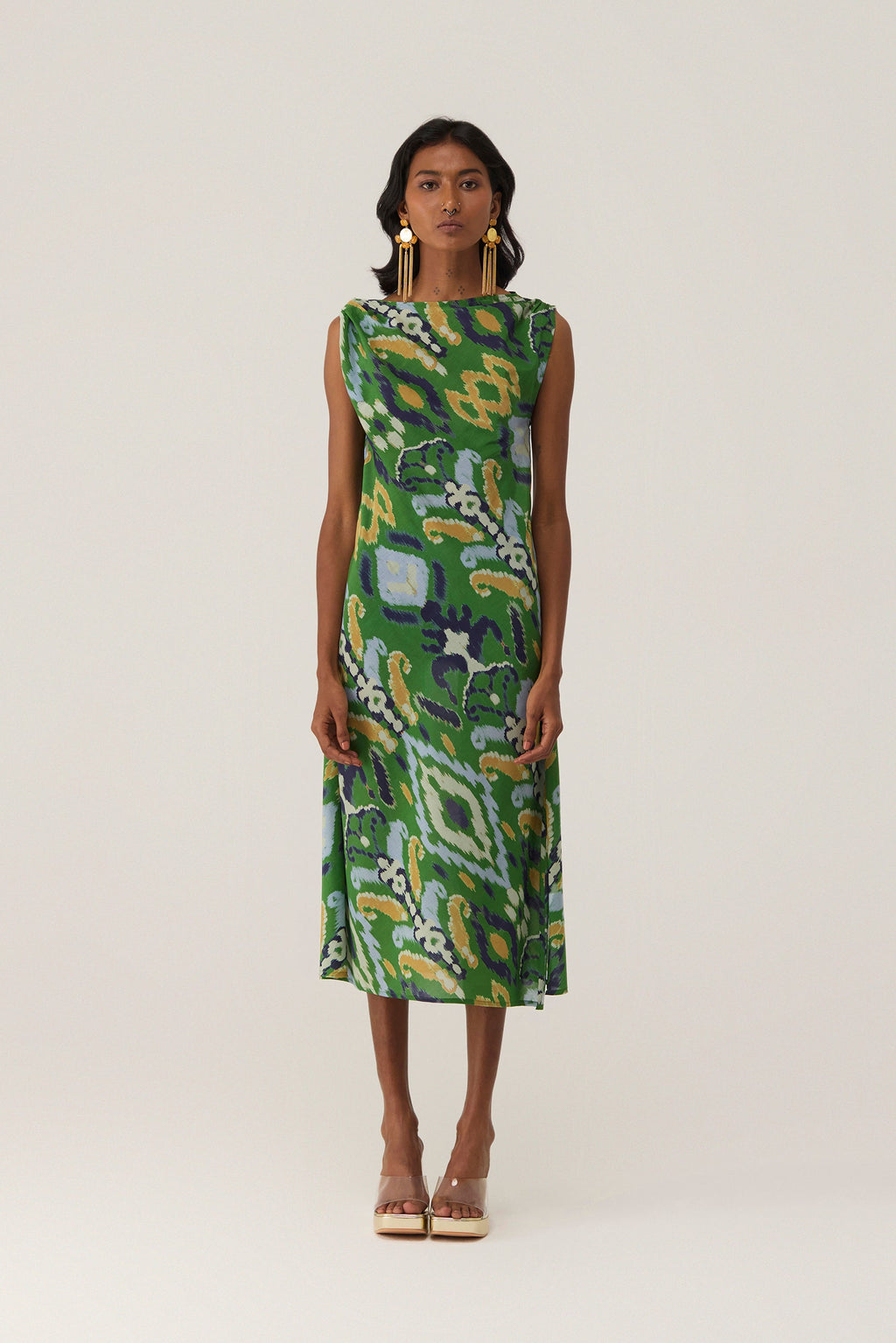 Empire Ikat Asymmetric Bias Dress