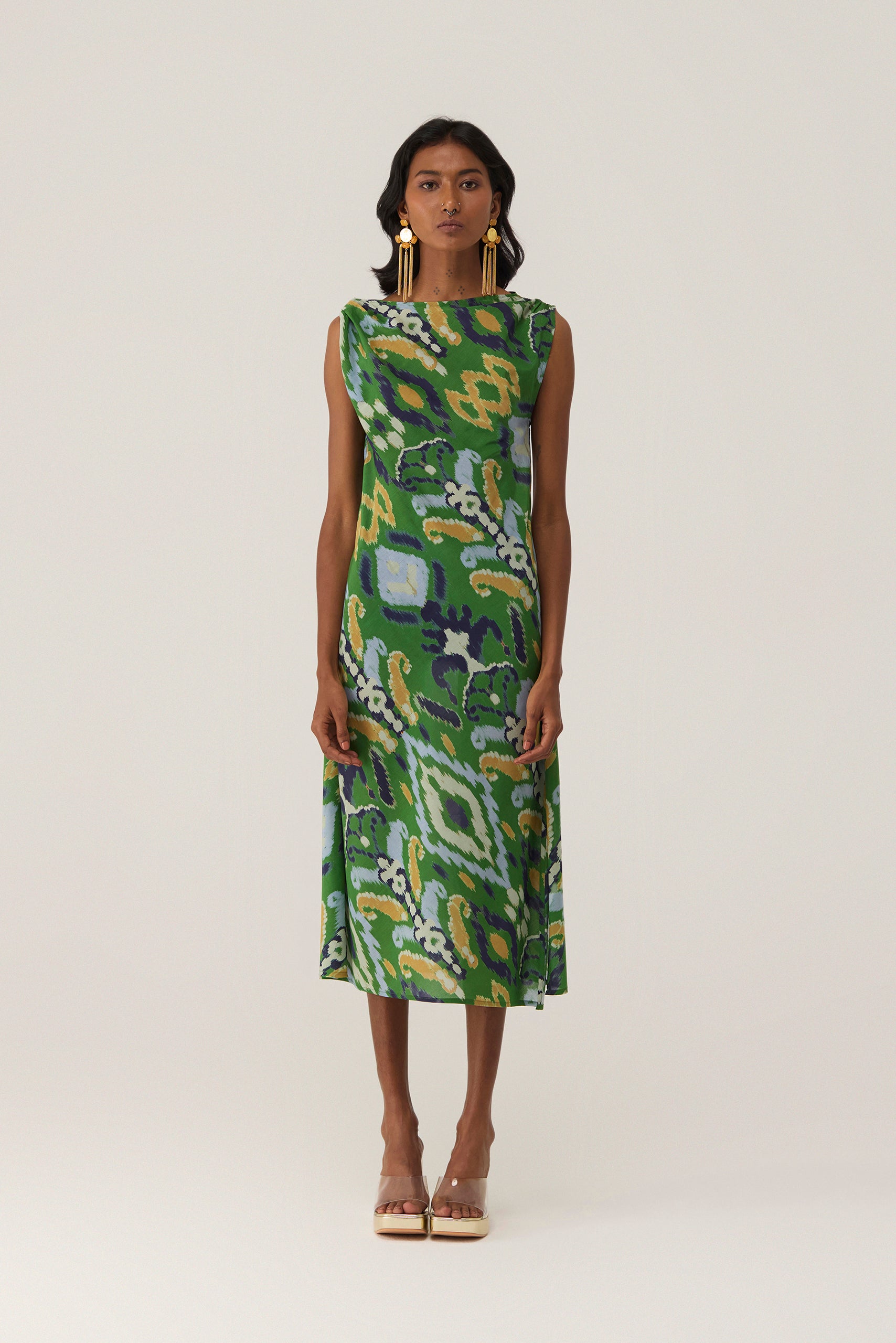 Empire Ikat Asymmetric Bias Dress