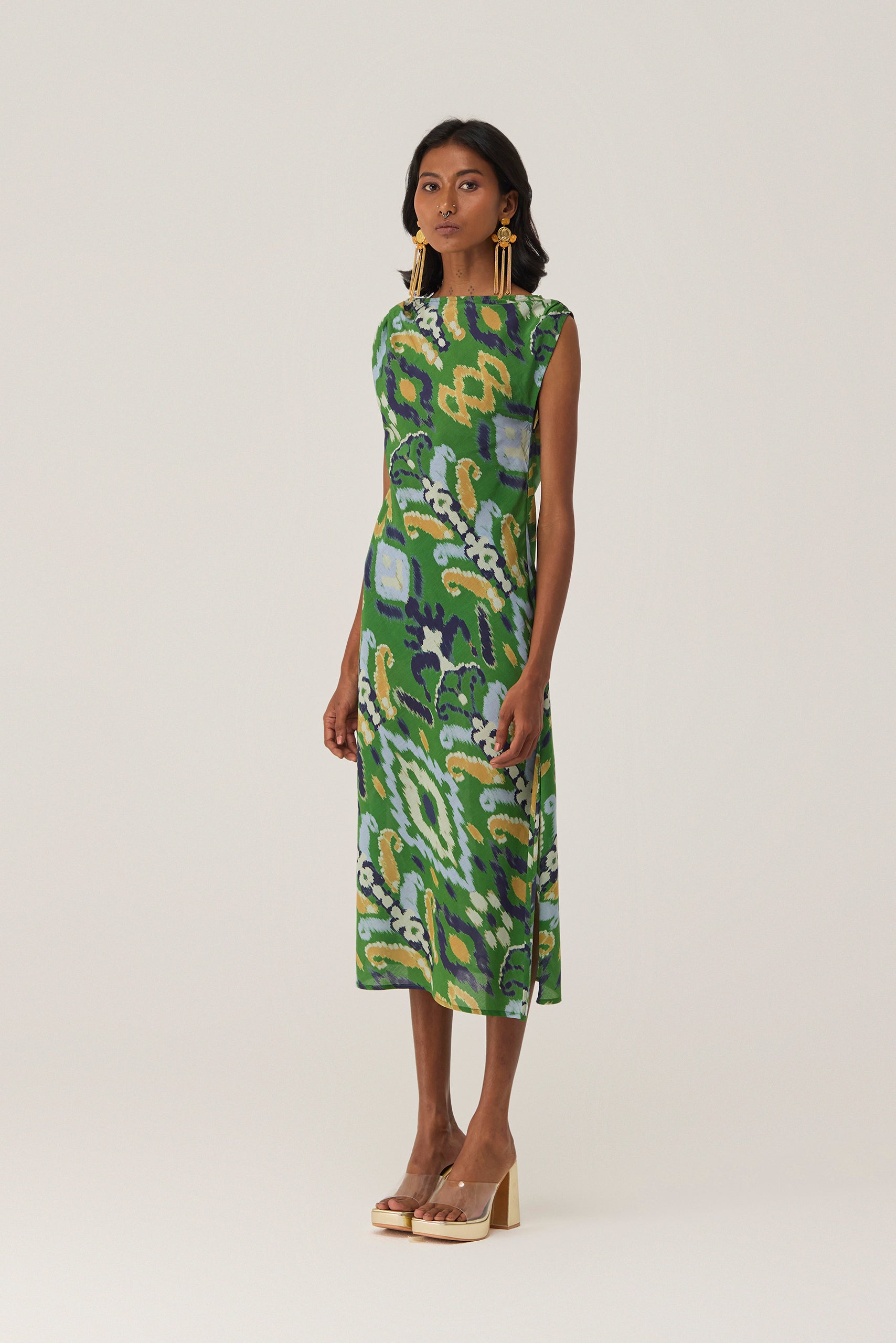 Empire Ikat Asymmetric Bias Dress