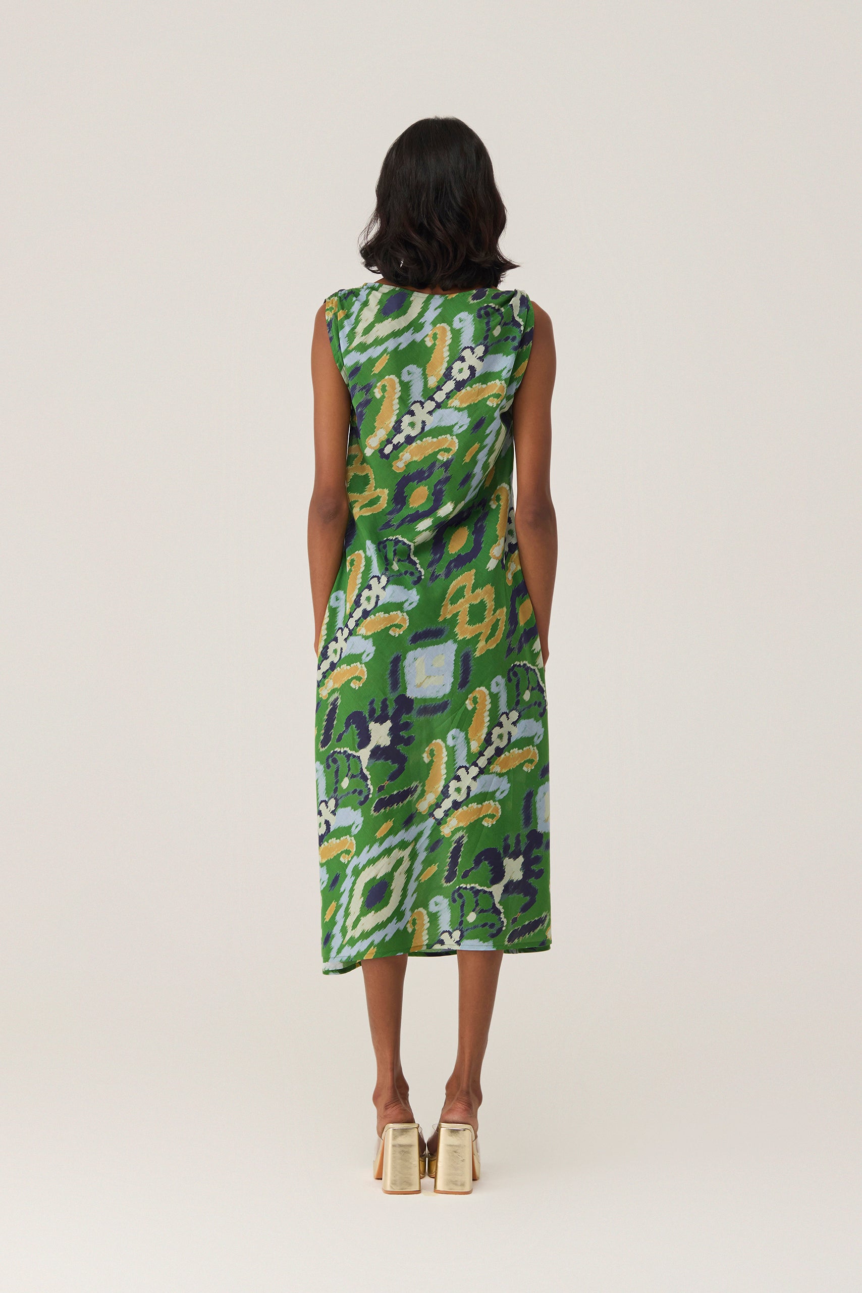 Empire Ikat Asymmetric Bias Dress