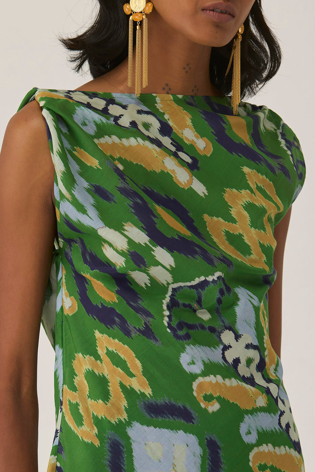 Empire Ikat Asymmetric Bias Dress