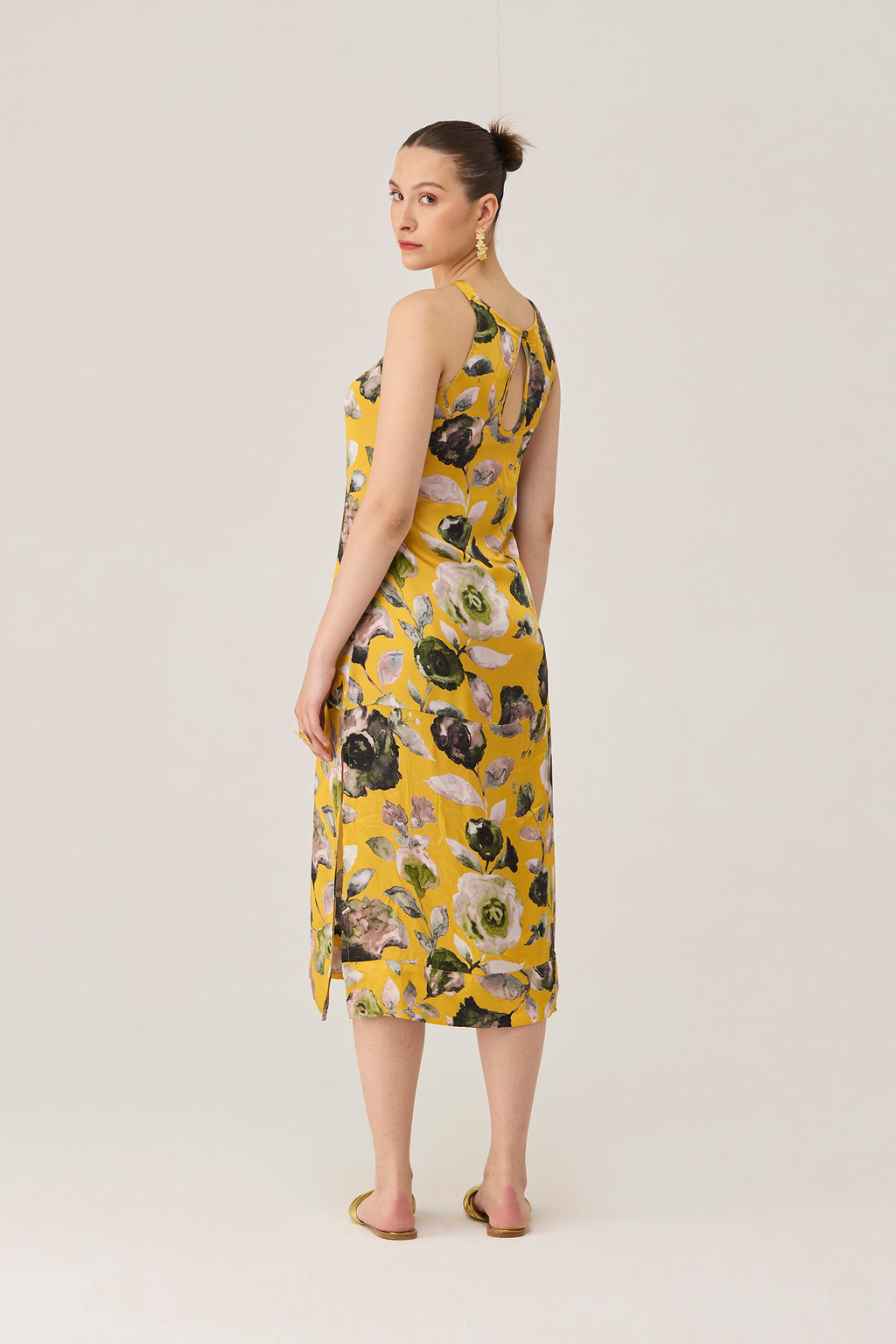 Golden Flora Embroidered Dress