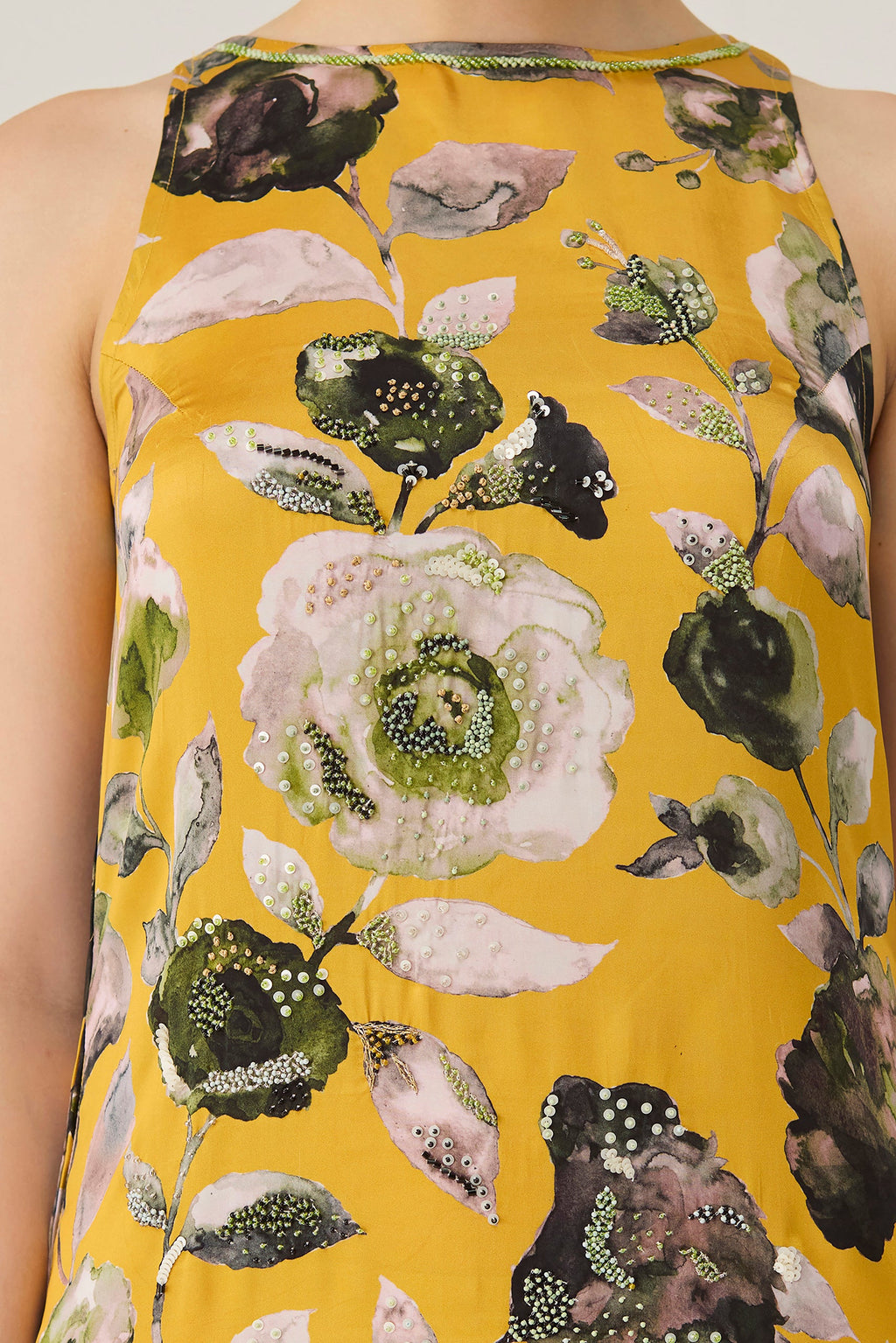Golden Flora Embroidered Dress