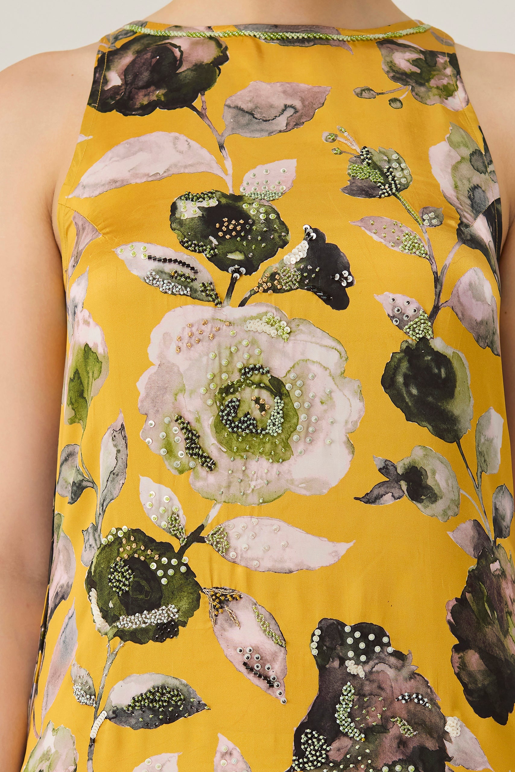 Golden Flora Embroidered Dress