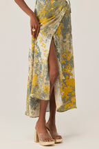 Gold Autumn Sleeveless Wrap Dress