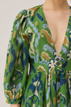 Empire Ikat Embroidered Dress