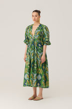 Empire Ikat Embroidered Dress