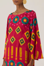 Crimson Circle Ikat Kaftan Dress