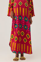 Crimson Circle Ikat Kaftan Dress