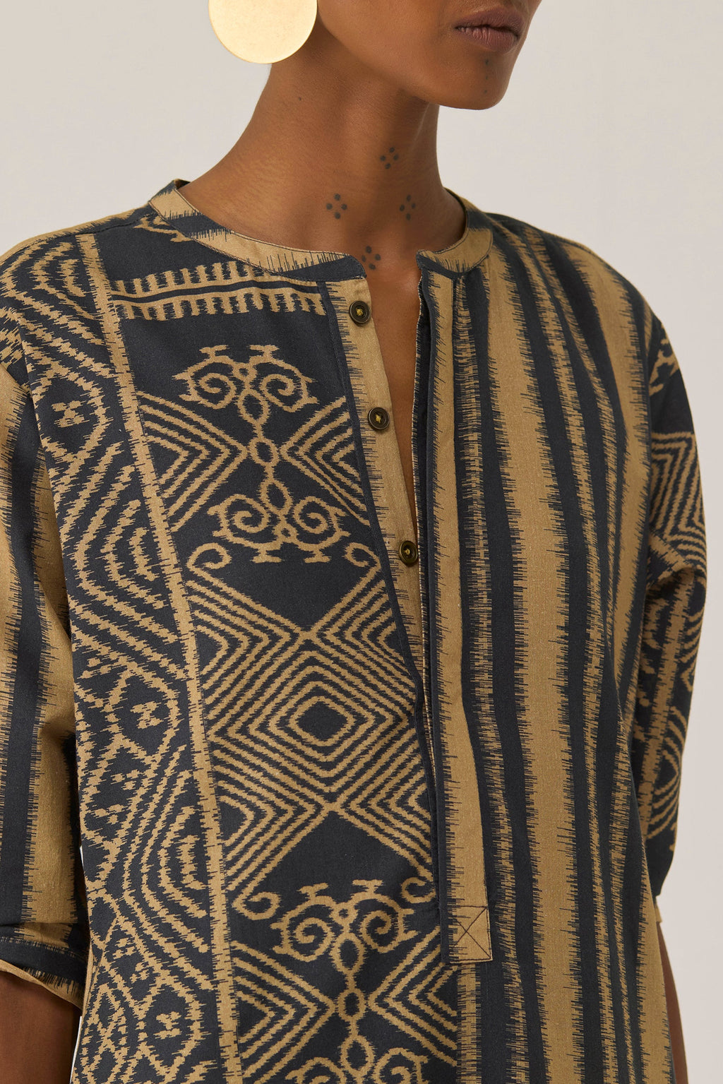 Linear Geometry Shirt Dress