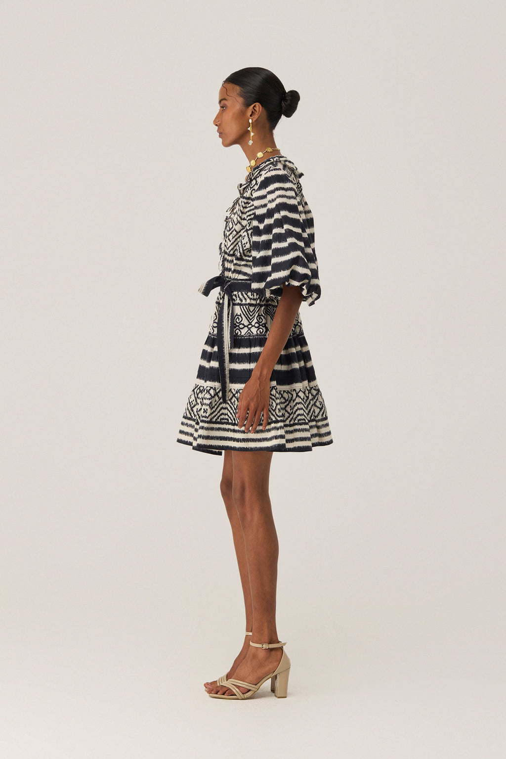 Monochrome Ikat Mini Wrap Dress
