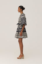 Monochrome Ikat Mini Wrap Dress