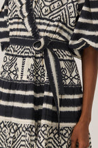Monochrome Ikat Mini Wrap Dress