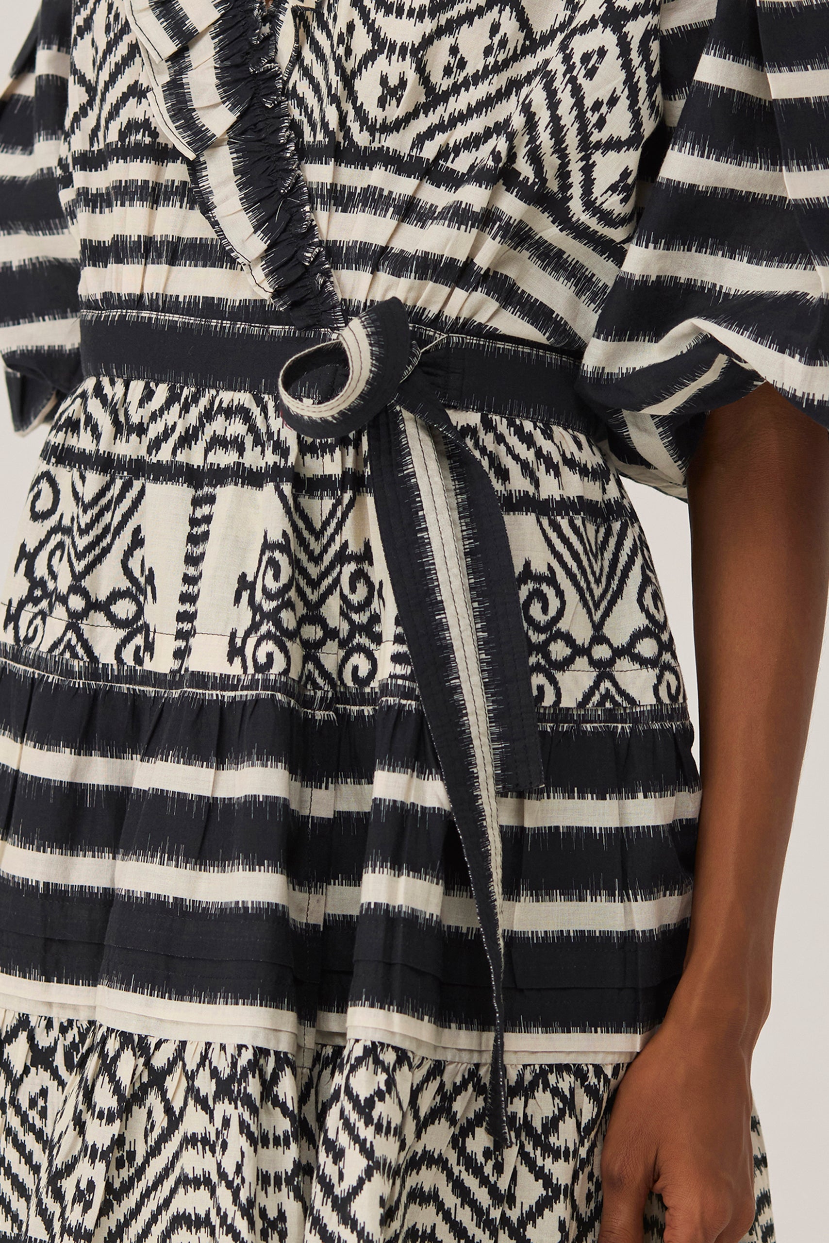 Monochrome Ikat Mini Wrap Dress