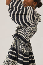 Monochrome Ikat Mini Wrap Dress