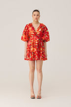 Watercolour Bloom Mini Wrap Dress