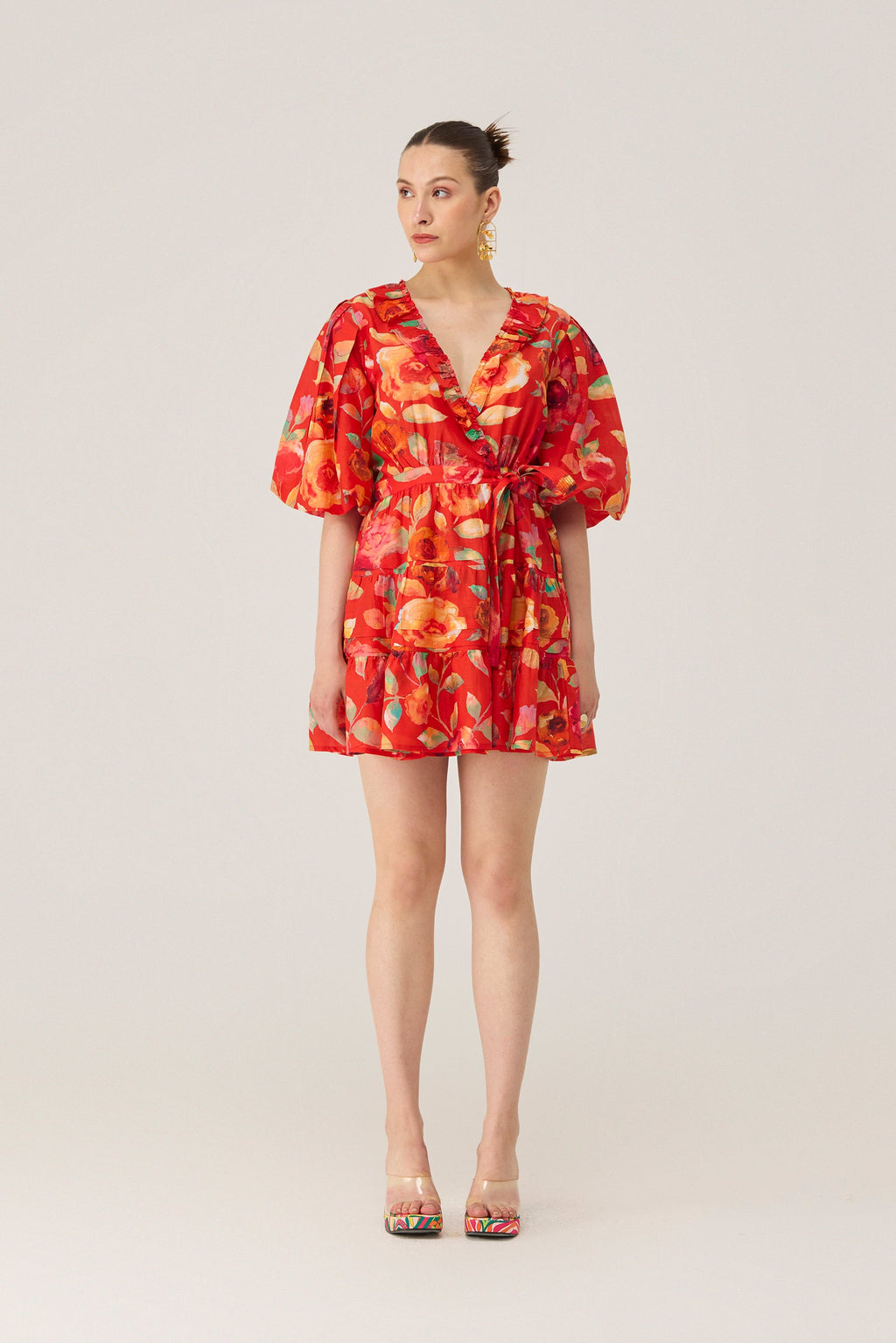 Watercolour Bloom Mini Wrap Dress