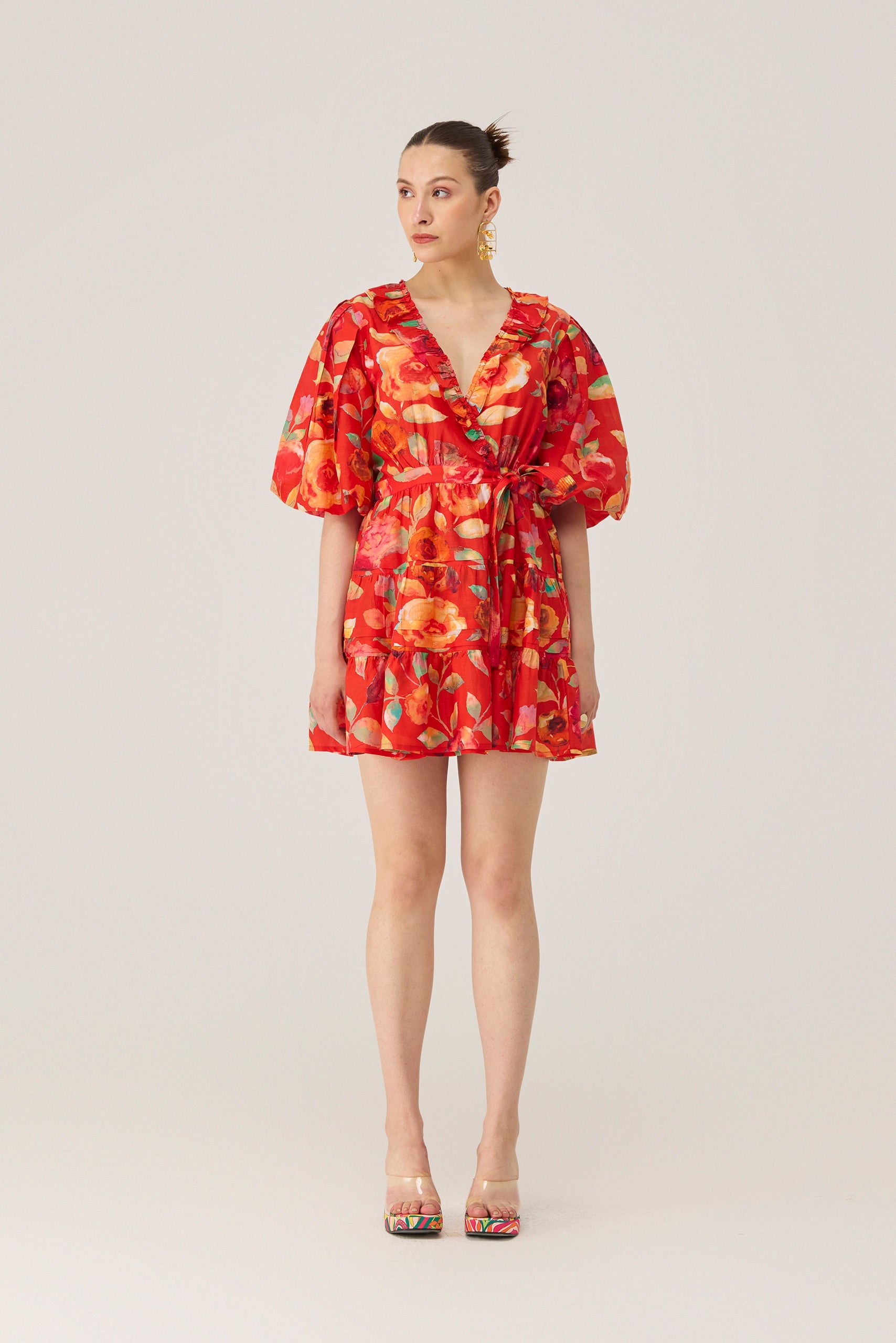 Watercolour Bloom Mini Wrap Dress