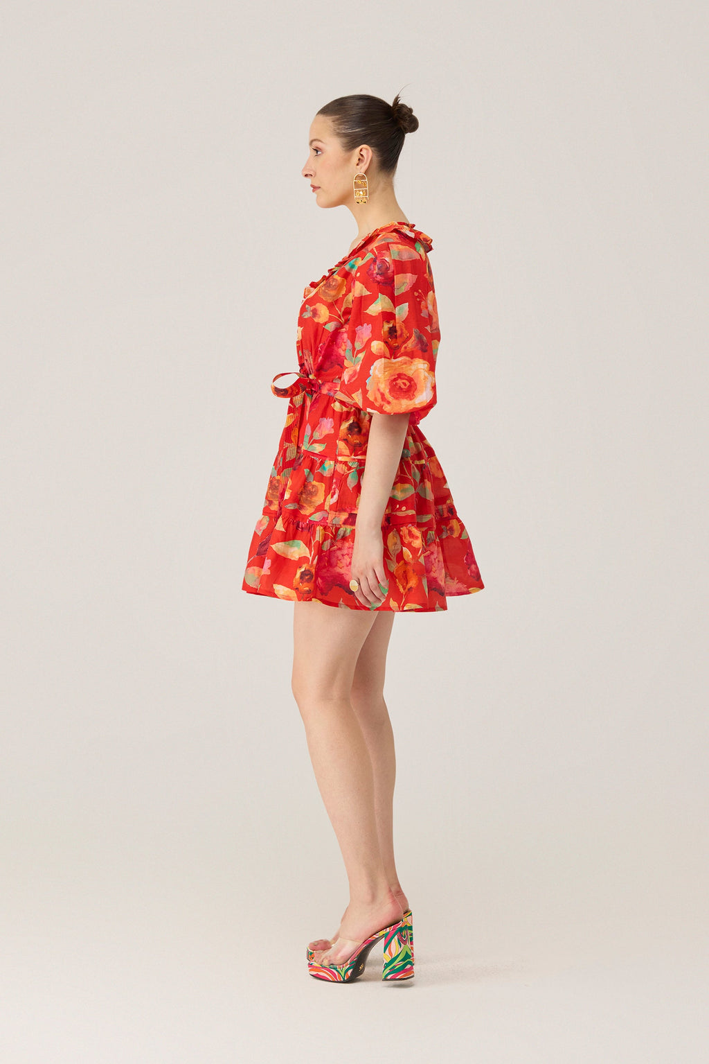 Watercolour Bloom Mini Wrap Dress