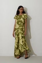 Marigold Two-Tone Dress - Olive