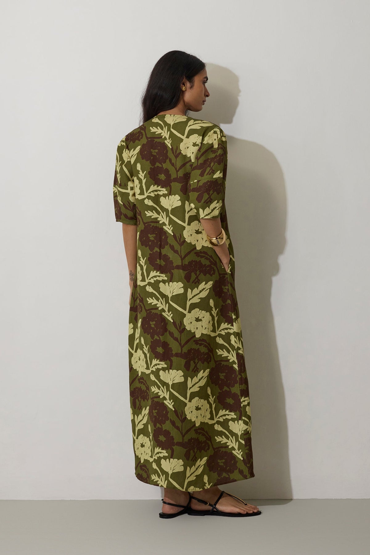 Stripe Marigold Dress - Olive