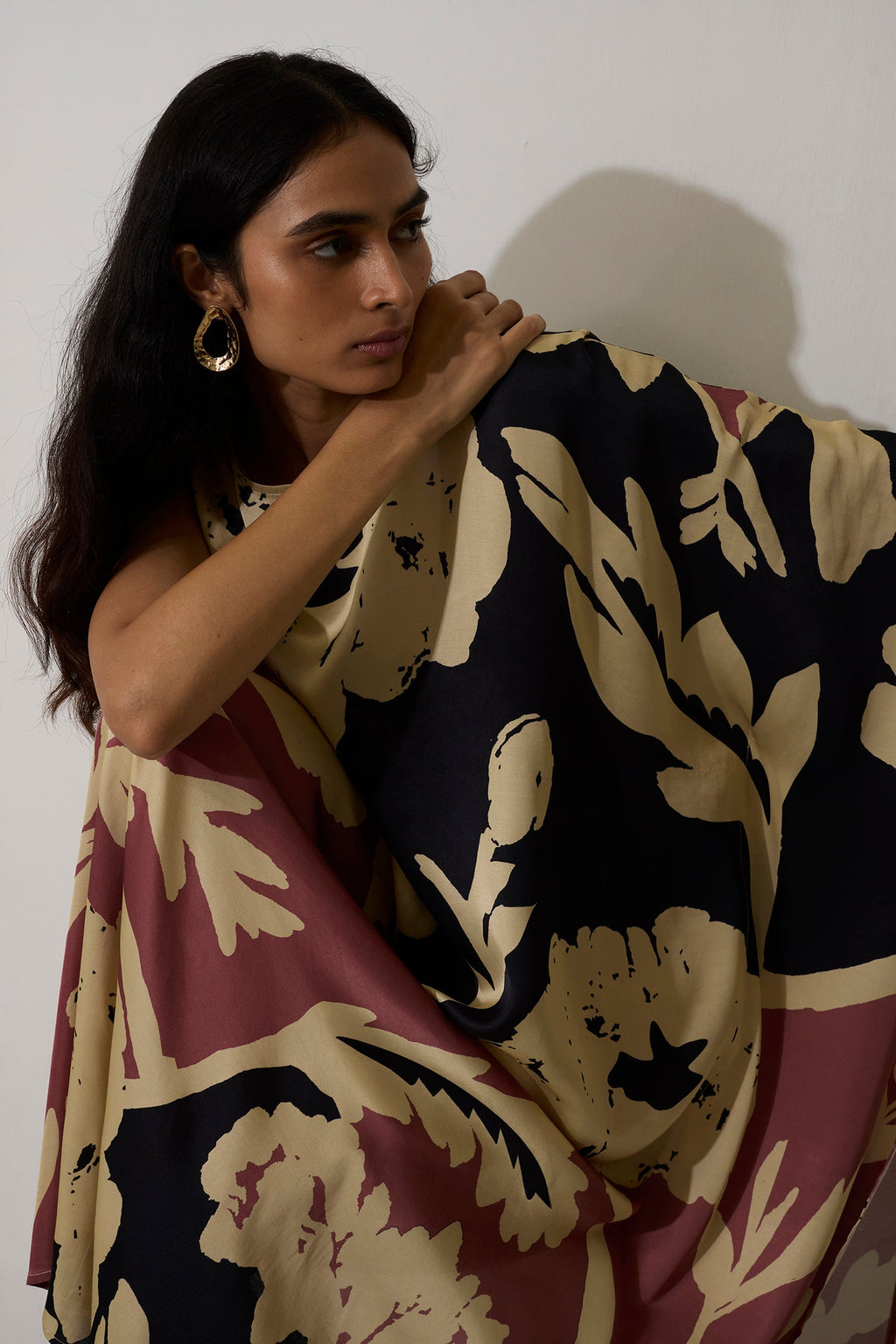 One-Shoulder Marigold Kaftan