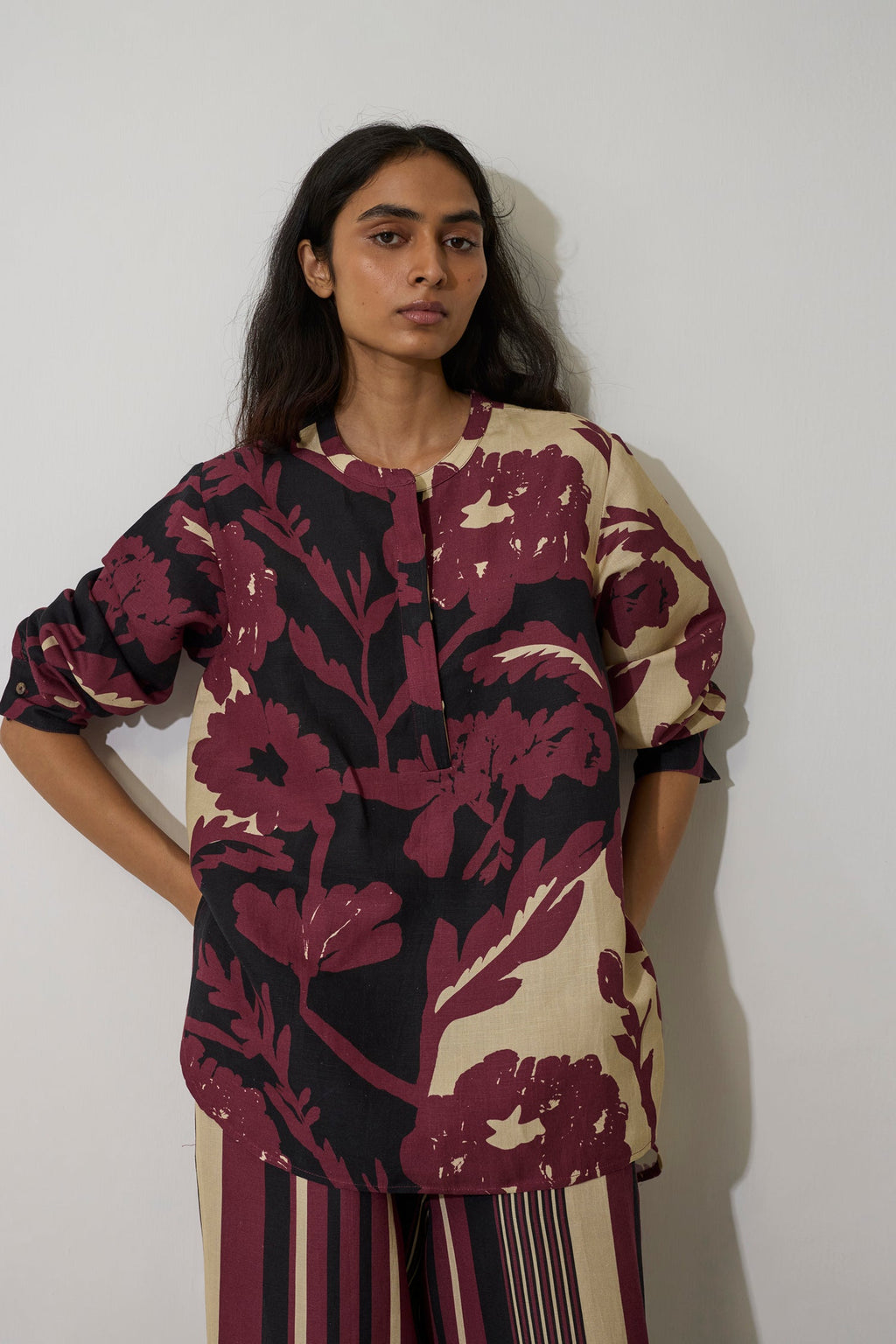 Stripe Marigold Top - Purple