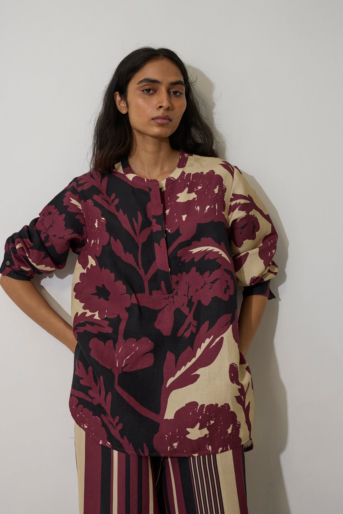 Stripe Marigold Top - Purple