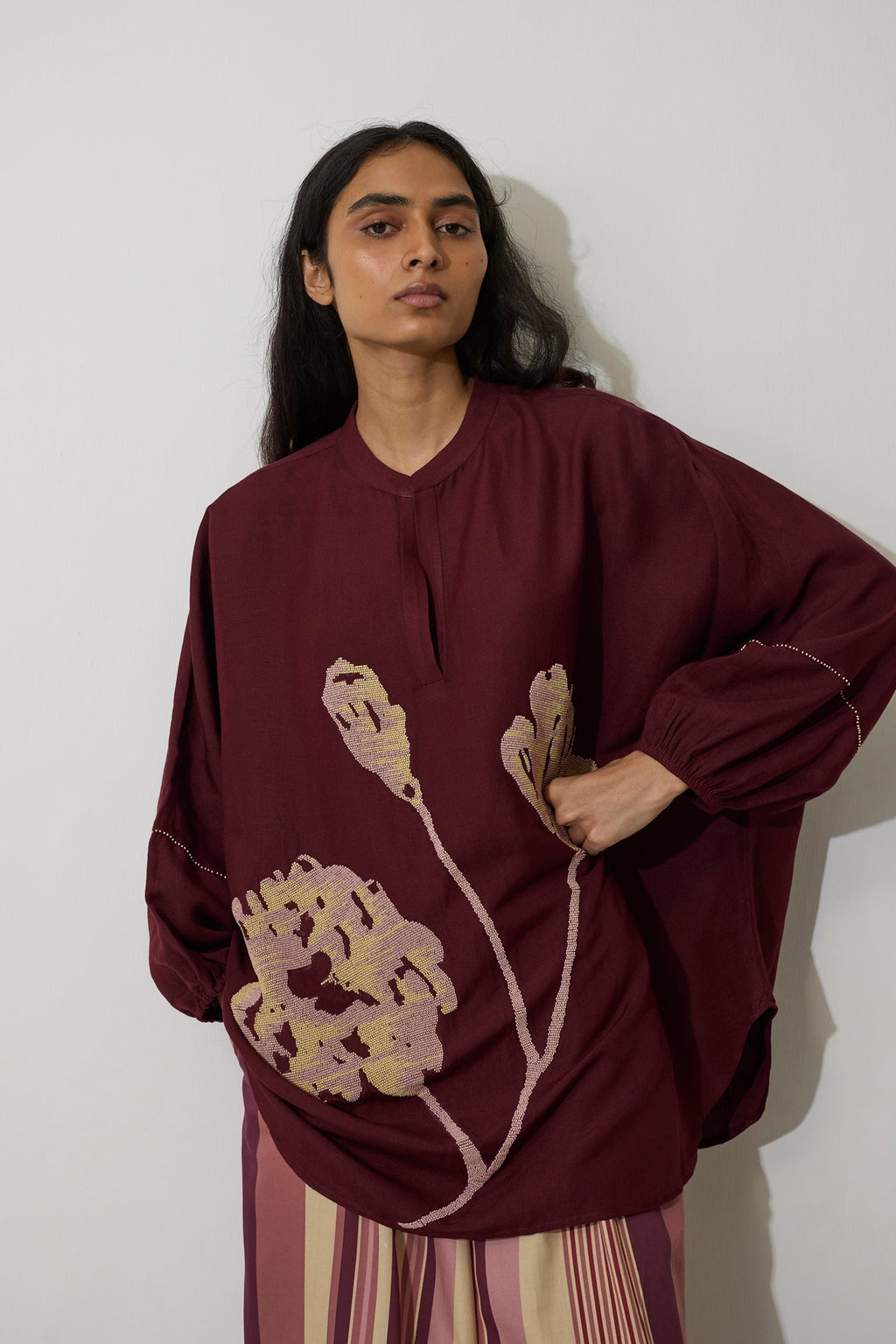 Hand-Embroidered Marigold Shirt