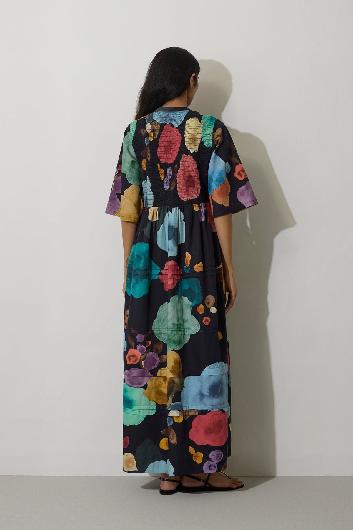 Poppies Smocked Tiered Maxi Dress - Night