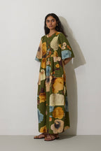 Poppies Smocked Tiered Maxi Dress - Olive