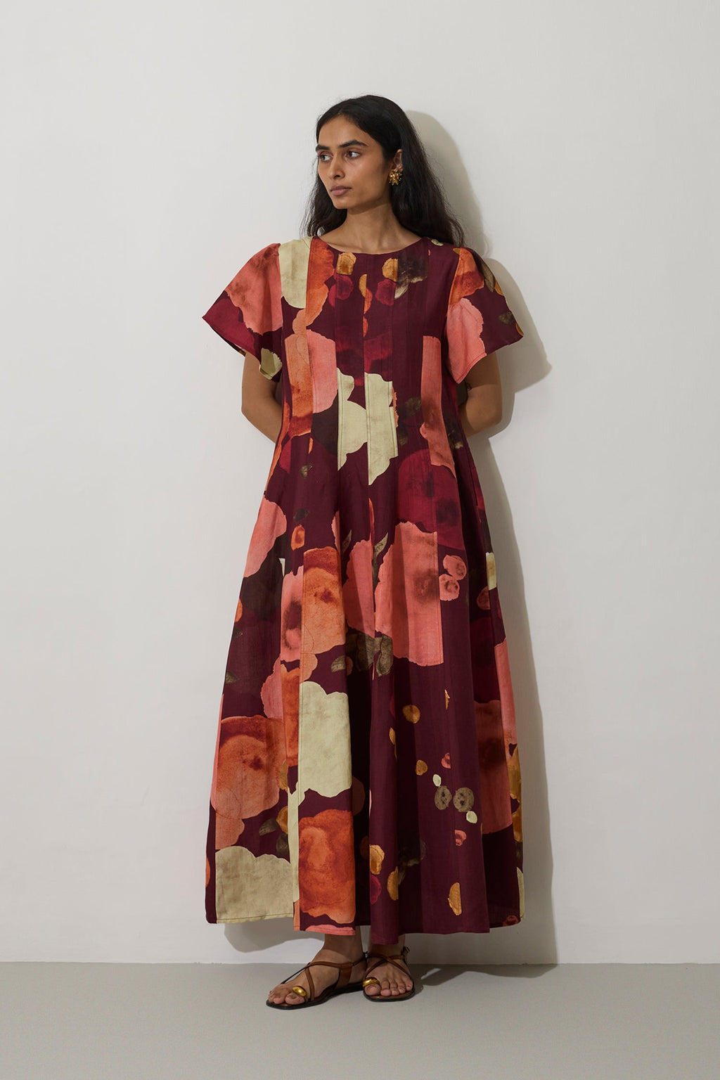 Poppies Panelled Drift Dress - Mulberry