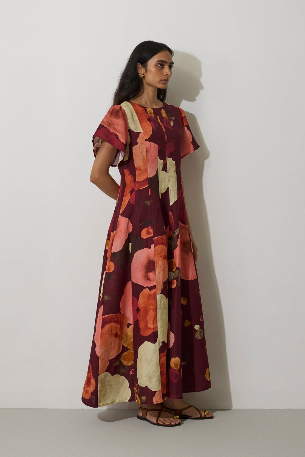 Poppies Panelled Drift Dress - Mulberry