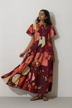 Poppies Panelled Drift Dress - Mulberry