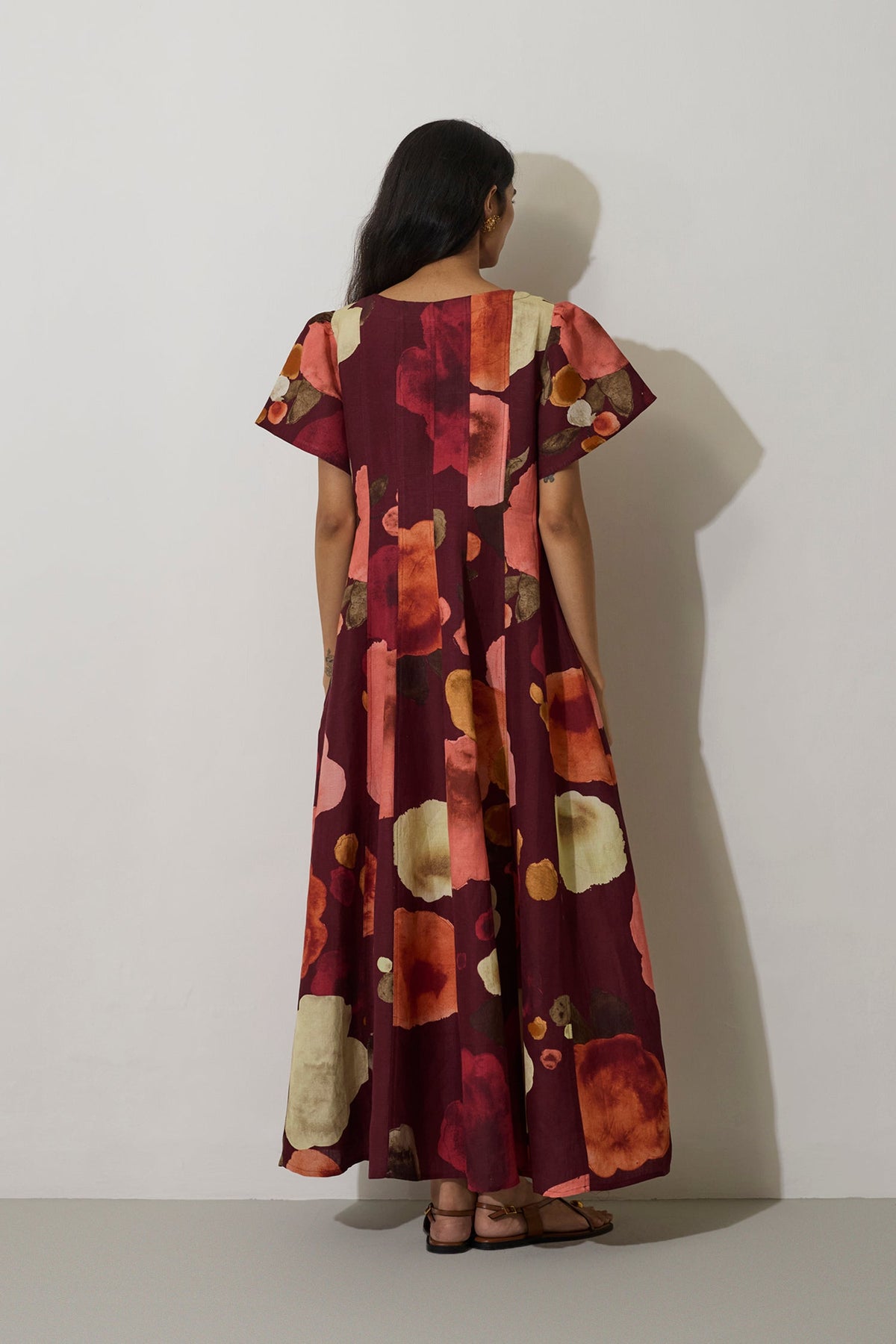 Poppies Panelled Drift Dress - Mulberry
