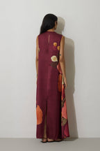 Poppies Draped Maxi Dress - Mulberry