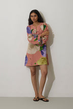 Poppies Mini Shift Dress - Peach