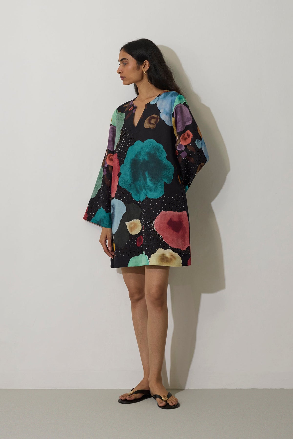 Poppies Mini Shift Dress - Night