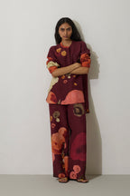 Poppies Relaxed Top - Mulberry