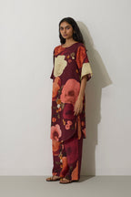 Poppies Embroidered Curved-Hem Set - Mulberry