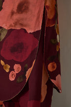 Poppies Embroidered Curved-Hem Set - Mulberry