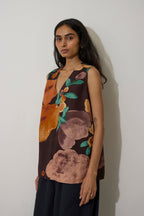 Poppies V-Neck Top - Cocoa