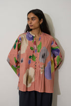 Poppies Pintuck Top - Peach
