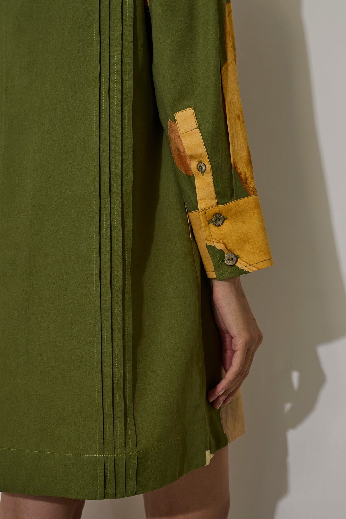 Poppies Relaxed Shirt Dress - Olive