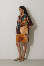 Poppies Relaxed Shirt Dress - Cocoa
