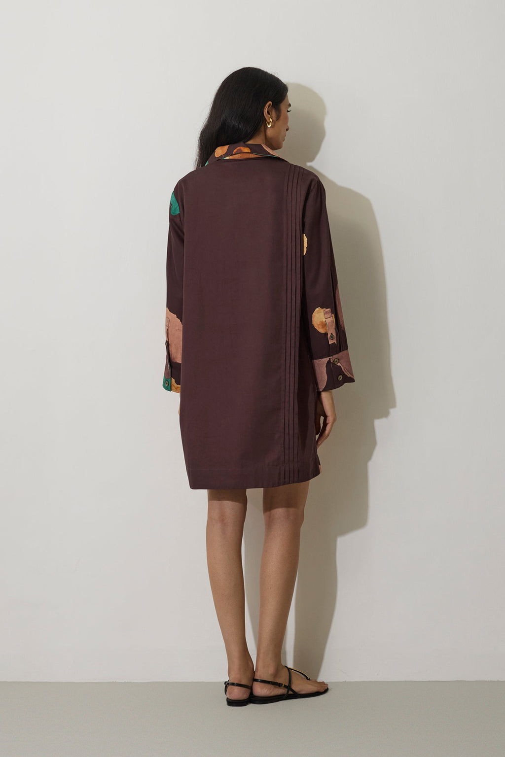 Poppies Relaxed Shirt Dress - Cocoa