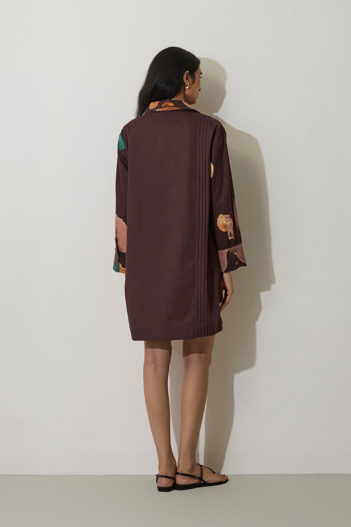 Poppies Relaxed Shirt Dress - Cocoa