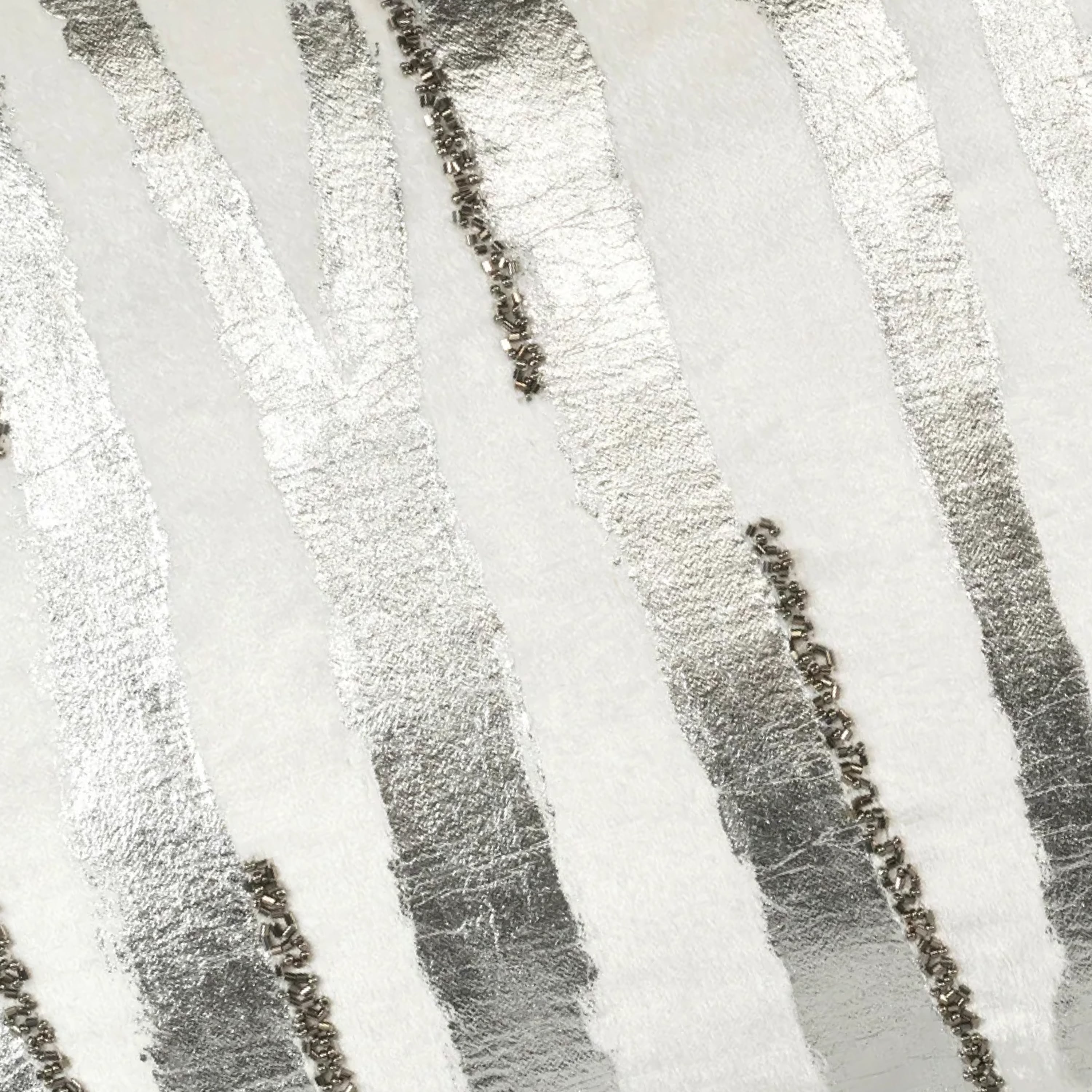 Adele Ivory Silver Velvet Pillow