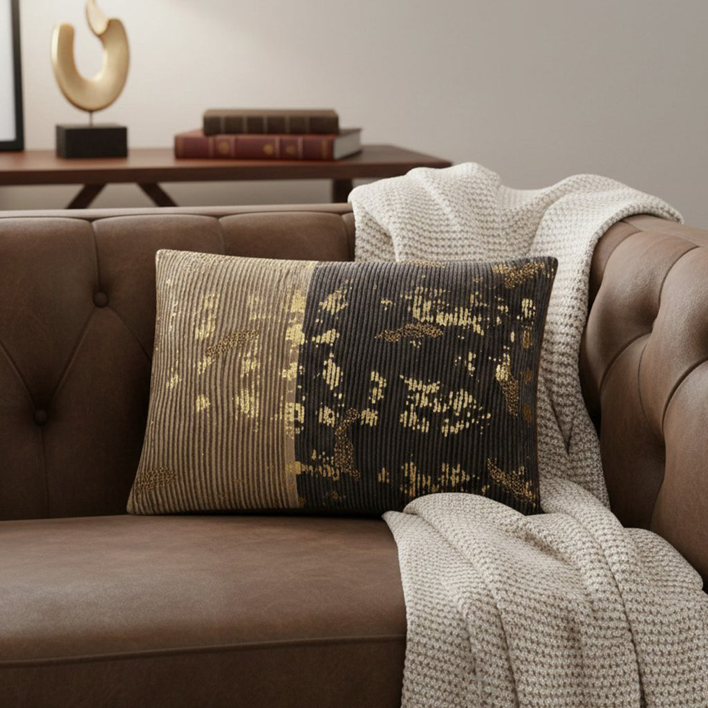 Adele Charcoal Gold Velvet Pillow